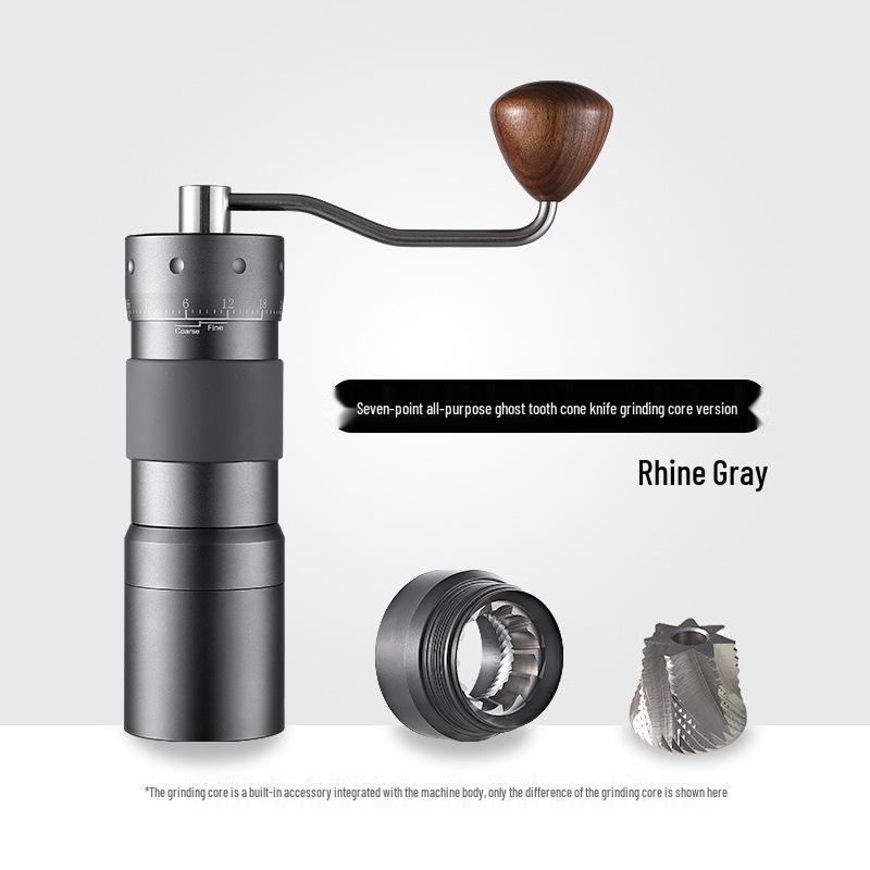 Stainless Steel Manual Coffee Grinder with External Adjustment and Seven-Star Ghost Teeth for Pour-Over Brewing