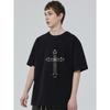 Black T-Shirt With Ornate Cross Design For Casual Wear