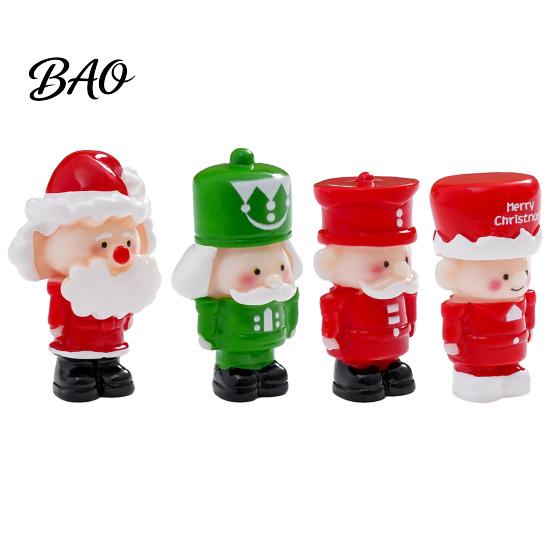Decorative Figurine Set 2Pcs Mini Christmas Figurine, Cute Santa Claus Nutcracker Soldier Dolls, DIY Accessories Ornaments for Micro Landscape