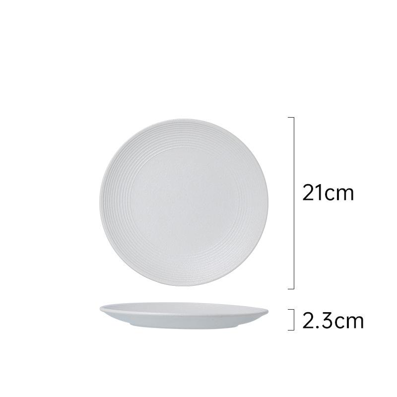 Japanese Matte Line Pattern Disc Ceramic Shallow Plate Deep Plate Household Black Flat Plate Western Food Plate Creative Restaurant Plate