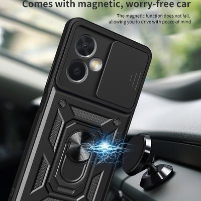 Pro Xiaomi Redmi Note 12 Pro 5G 4G Pouzdro s posuvným krytem fotoaparátu Brnění Pouzdro na telefon pro Redmi Note 12S 5G Kryt s kroužkem pro magnetický držák