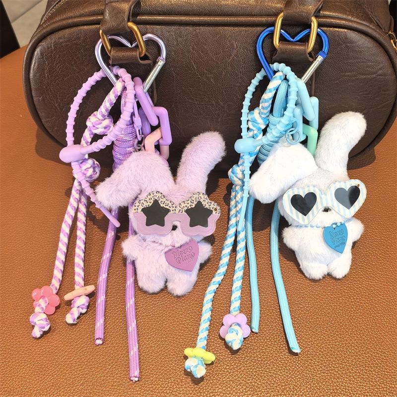 Cute Rabbit Plush Pendant,Fashionable Versatile Cute Girls Bag Student Cartoon Design,Mobile Phone Car Key Bag Charm