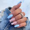 Artificial Nails Summer Fresh Blue Medium-length Ballet Nails Sea Salt Ripple Ins Style 24 Pieces