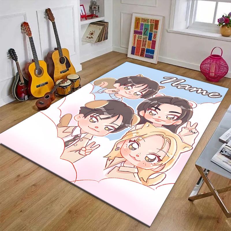 Custom Kpop Team Mat Personalized Name, Polyester Washable Indoor Entryway Rug, Gift for Christmas, Easter, Thanksgiving Day