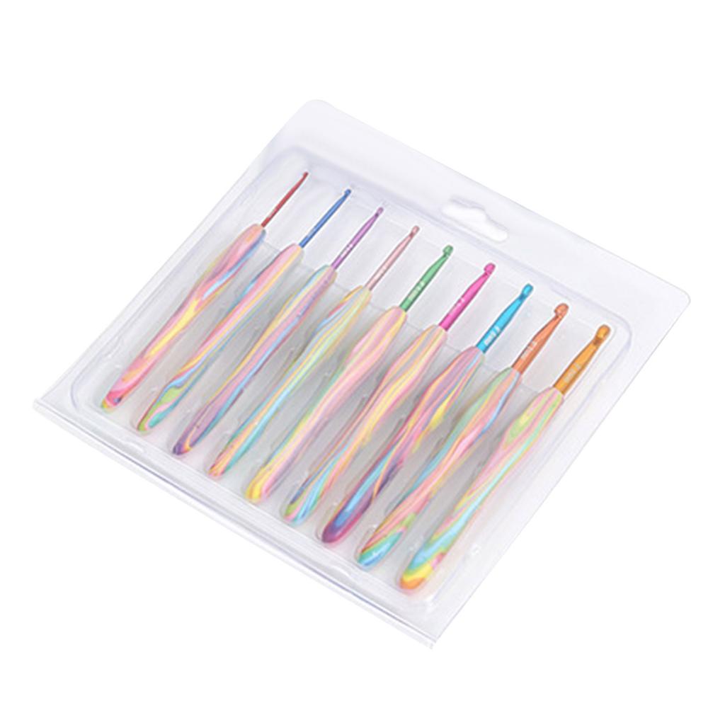 9Pcs Ergonomic Handle Crochet Hook 2mm-6mm Ergonomic Crochet Needle Soft Handle Crochet Hook for Beginner Hobbyist