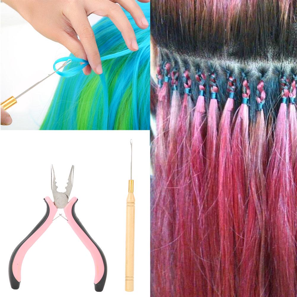 Hair Extension Hook Needle 3 Hole Pliers Set Stainless Steel Hair Extension Wig Tools