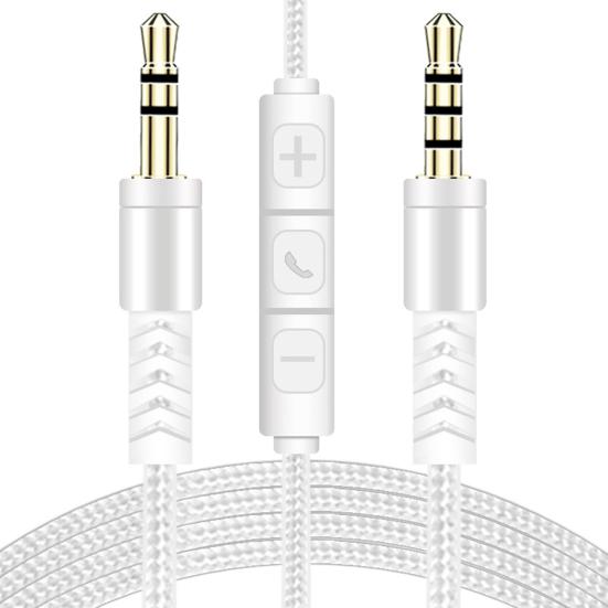 Audio Cable 1.2m Gold Plated Plug Volume Control 3.5mm Male to Male AUX Cord with Mic for Car Speaker