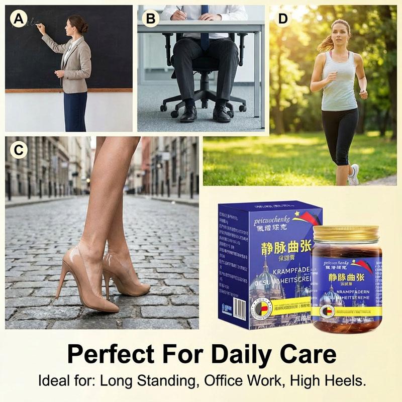 Varicose Vein Relief Cream - Herbal Leg Care Massage Ointment for Spider Veins, Swollen & Heavy Legs - Improves Circulation & Soothes Fatigue (50g)