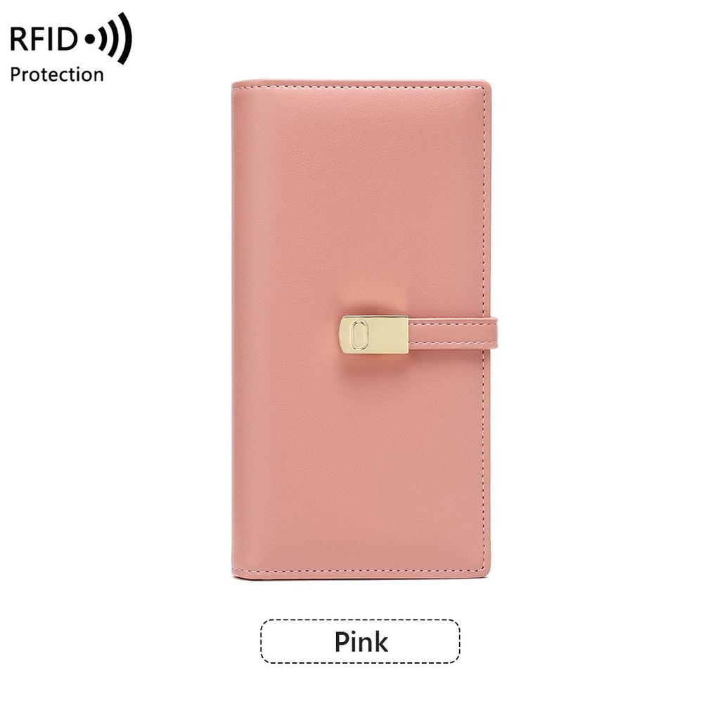2025 RFID Anti-theft Women's Bifold Wallet with Money Clip, Korean Style, Multiple Card Slots, Long Design