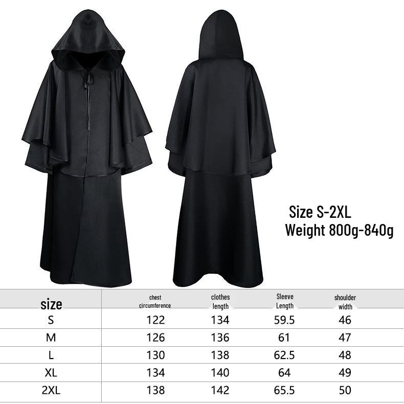 

Средневековый 5-цветный плащ волшебника с капюшоном и монашеская ряса для Хэллоуина XL