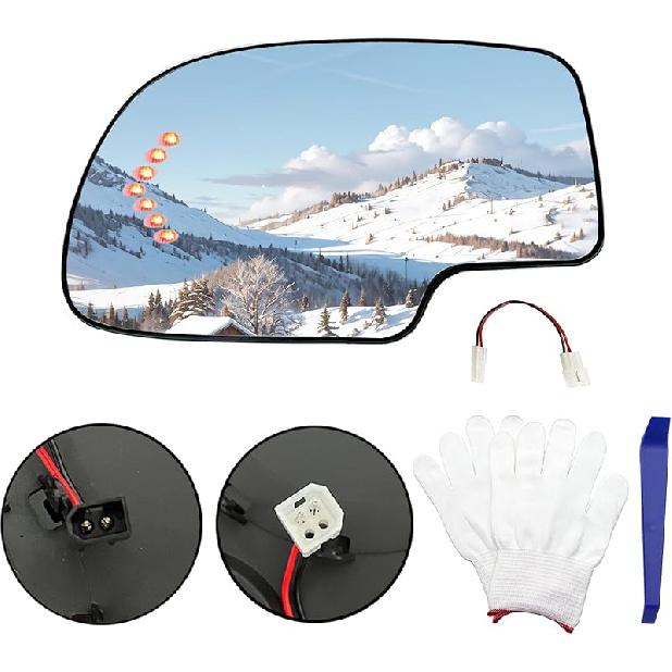 Left Driver Side Mirror Replacement For 03-07 Chevy Silverado,Cadillac,Gmc Sierra,Yukon 2003 2004 2005 2006 2007 With Heated,Rear Holder &Led Turn Driver side（left）