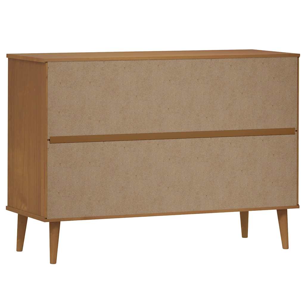 MOLDE Brown Drawer Cabinet 113 x 40 x 80 cm Solid Pine Wood