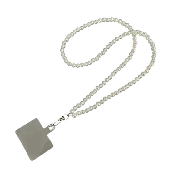Mobile Phone Lanyard with Adjustable Chain Faux Pearl Beaded Crossbody Necklace Strap Anti-lost Wrist Strap for Phone Case Accessories