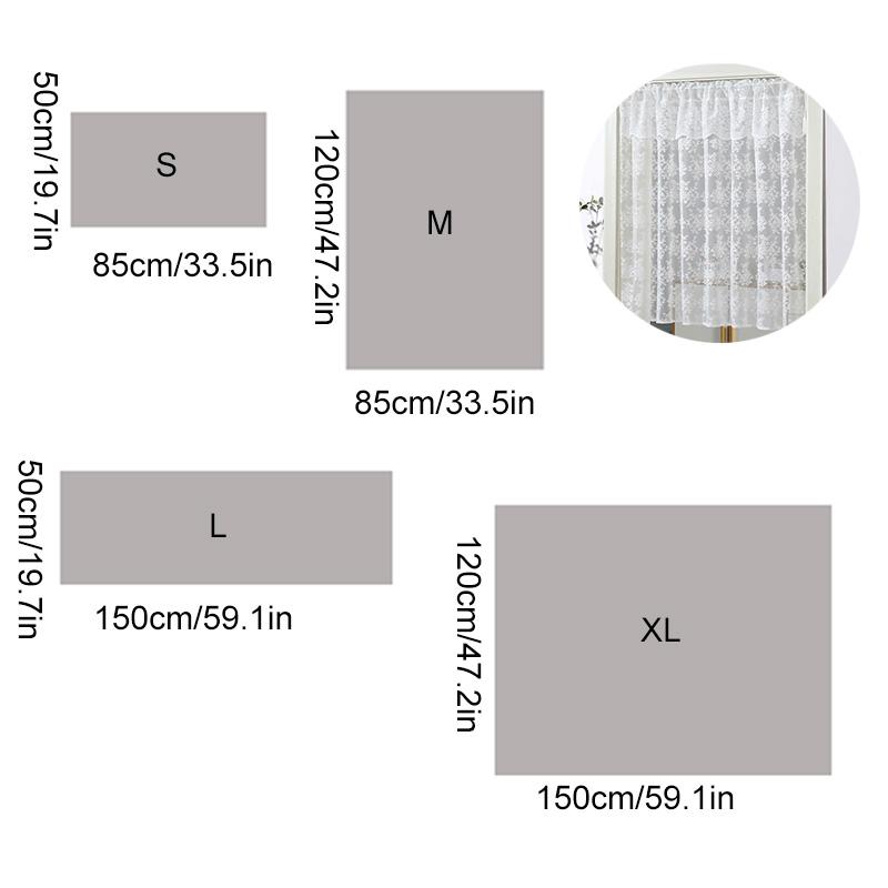 1 ks Poloviční záclona Minimalistická Bílá Krajka Dveře Kuchyň Krátká Záclona Okouzlující Střapec na Hlavě Bez Vrtání Květinová Průsvitná Dekorace Skříně