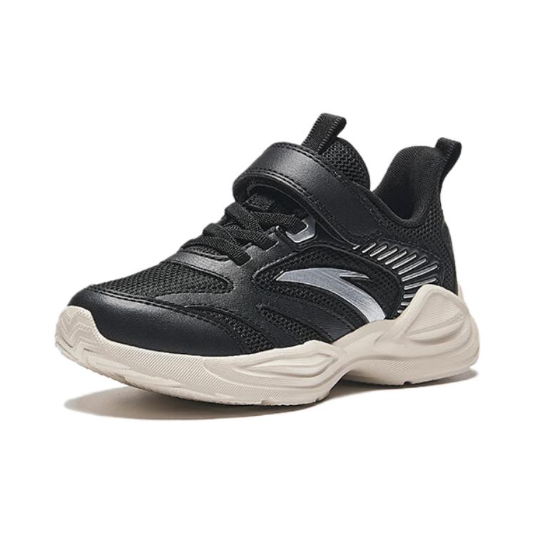 Anta Lekkie Wszechstronne Wygodne Antypoślizgowe Niskie Buty do Biegania dla Dzieci Dziecięce sneakersy Czarno-Srebrne A12439952-5