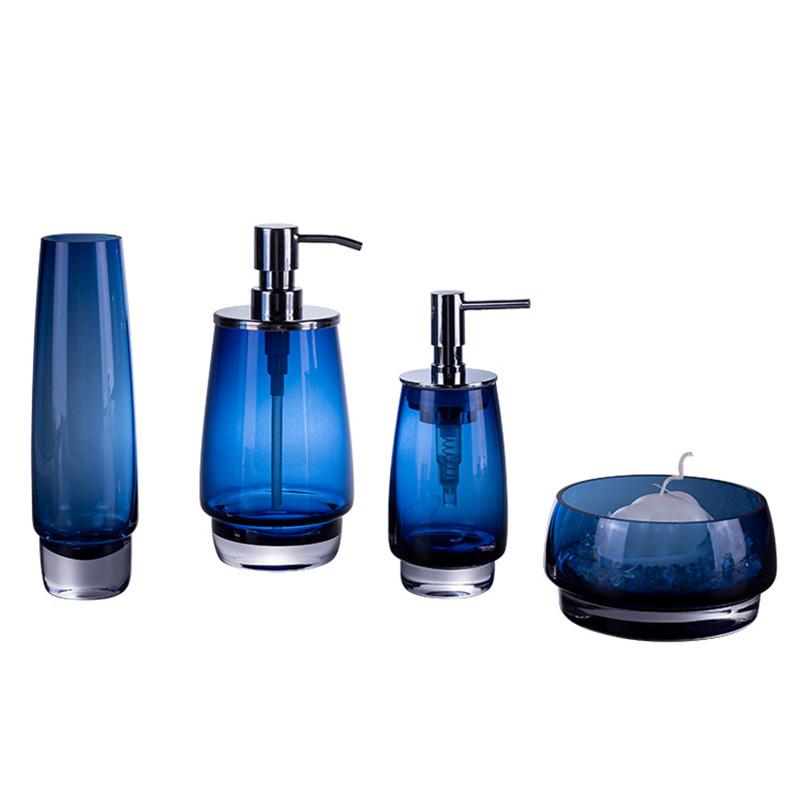 Light Luxury Glass Toiletries Creative Blue Soap Dispenser/vase Hotel Bathroom Hand Soap Bottle Modern Home Bathroom Accessories