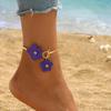 Golden Oil-Dripped Foot Chain Adjustable Beach Jewelry Simple Flower Pendant Anklet  Summer