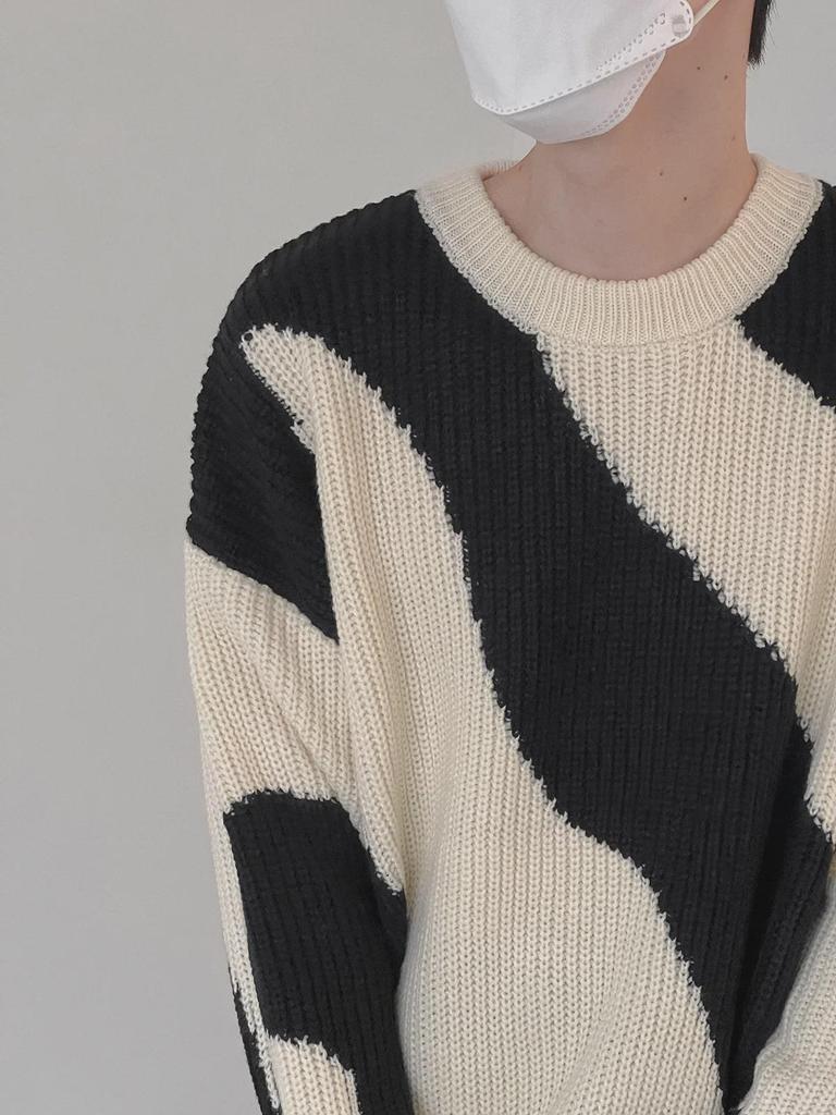 Jungen Herbst/Winter Kuhdruck Strickpullover - Lockerer, lässiger Stil, Koreanische Mode