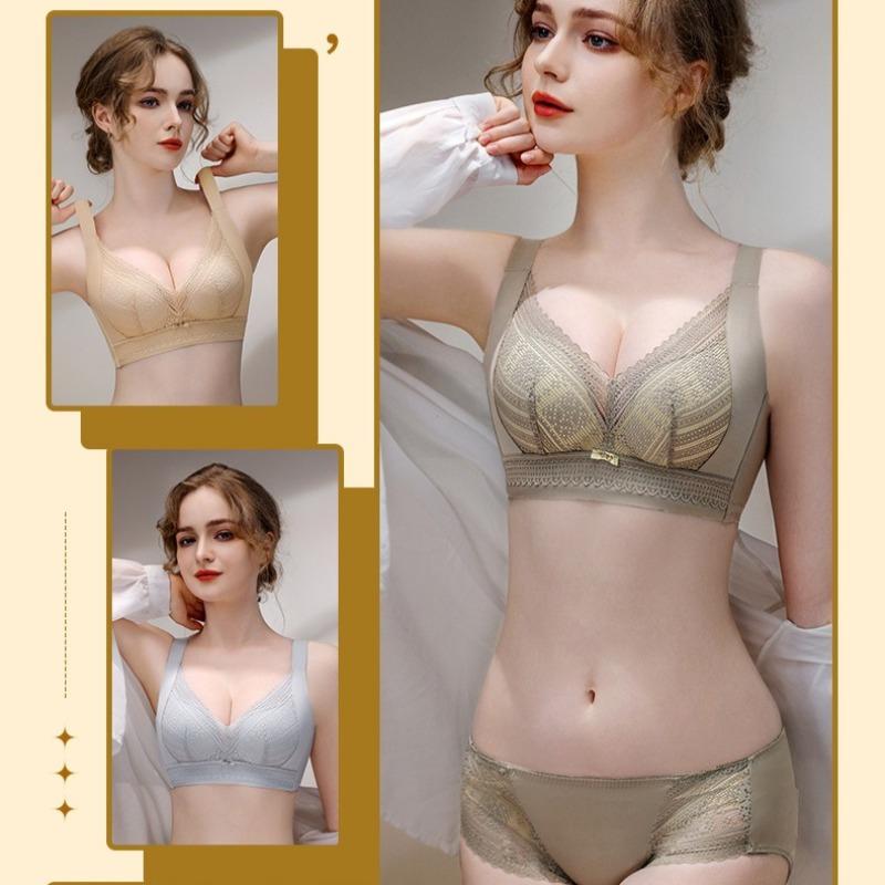 Lightweight Breathable Seamless Lace Bra That Makes Large Breasts Appear Smaller Without Underwire and With Side Boob Support