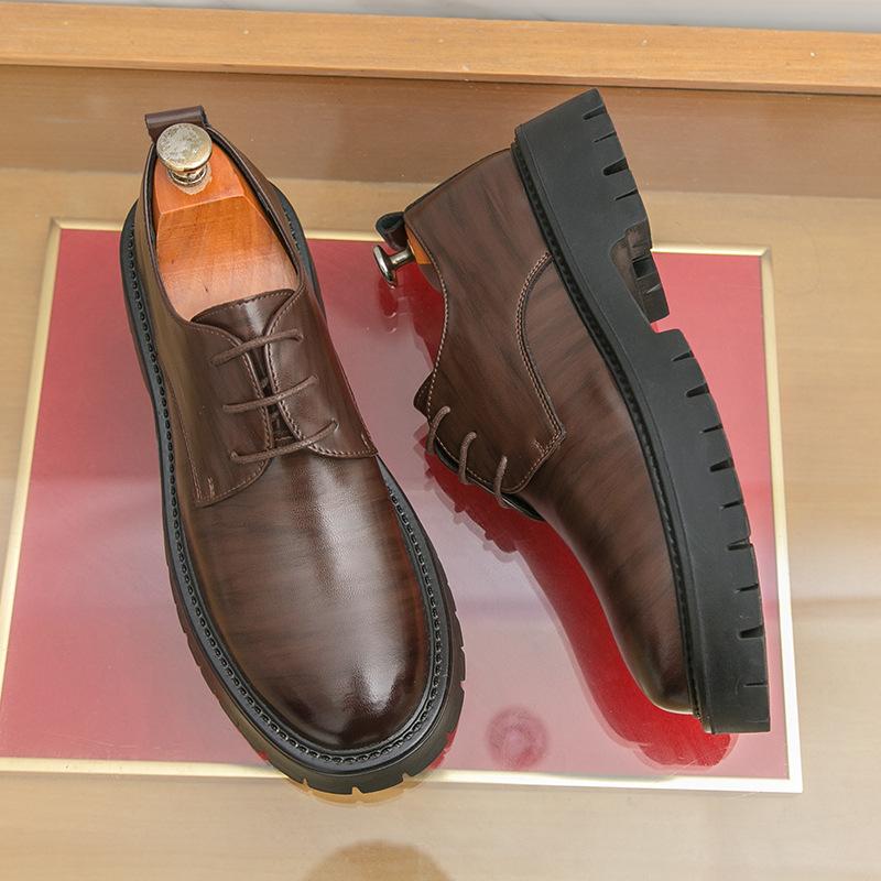 Men's Shoes Business Leather Shoes Men's Formal Casual Shoes Trend British Style Men's Loafers Platform Beanie Shoes Men