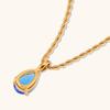 Rz Vintage Non-Tarnish Snake Chain Cross Water Drop Pendant Necklace Stainless Steel 18K Gold Plated Birthstone Women's