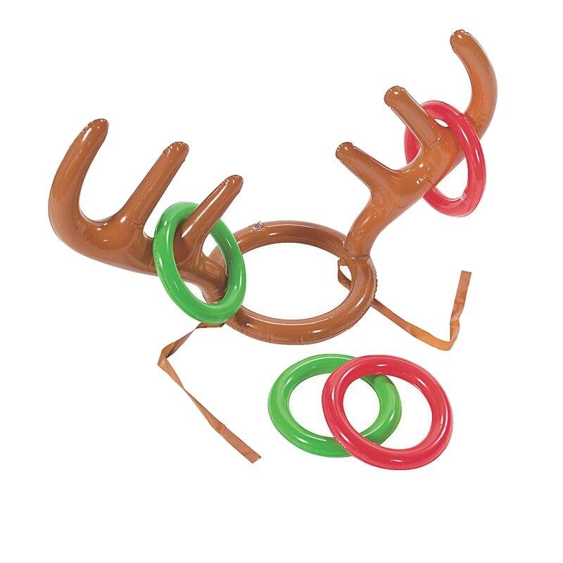 Inflatable Reindeer Antler Hat Ring Toss Game Kids Gift Christmas Family Game Toys New Year Xmas Decor