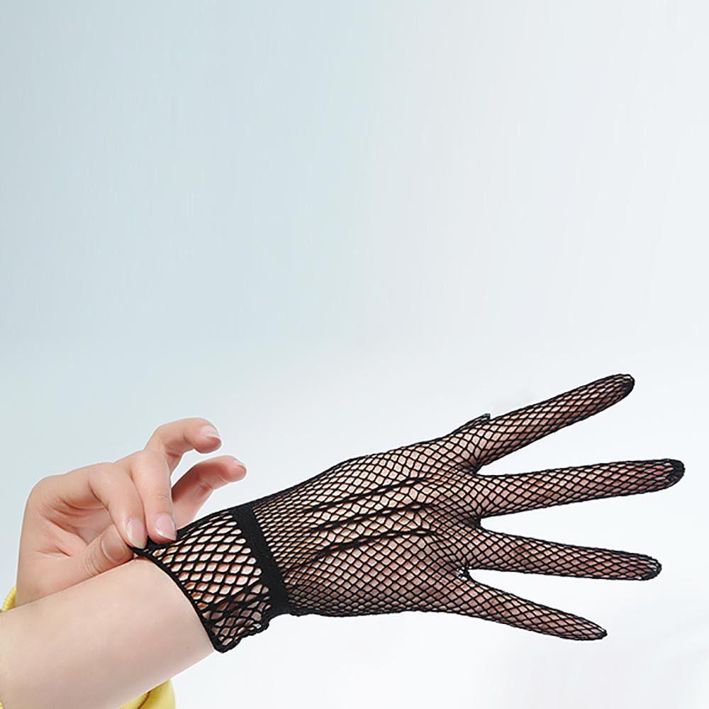 Party Nylon White Black Wedding Mesh Fishnet Gloves Lace Finger Uv-proof Driving Bride Mittens