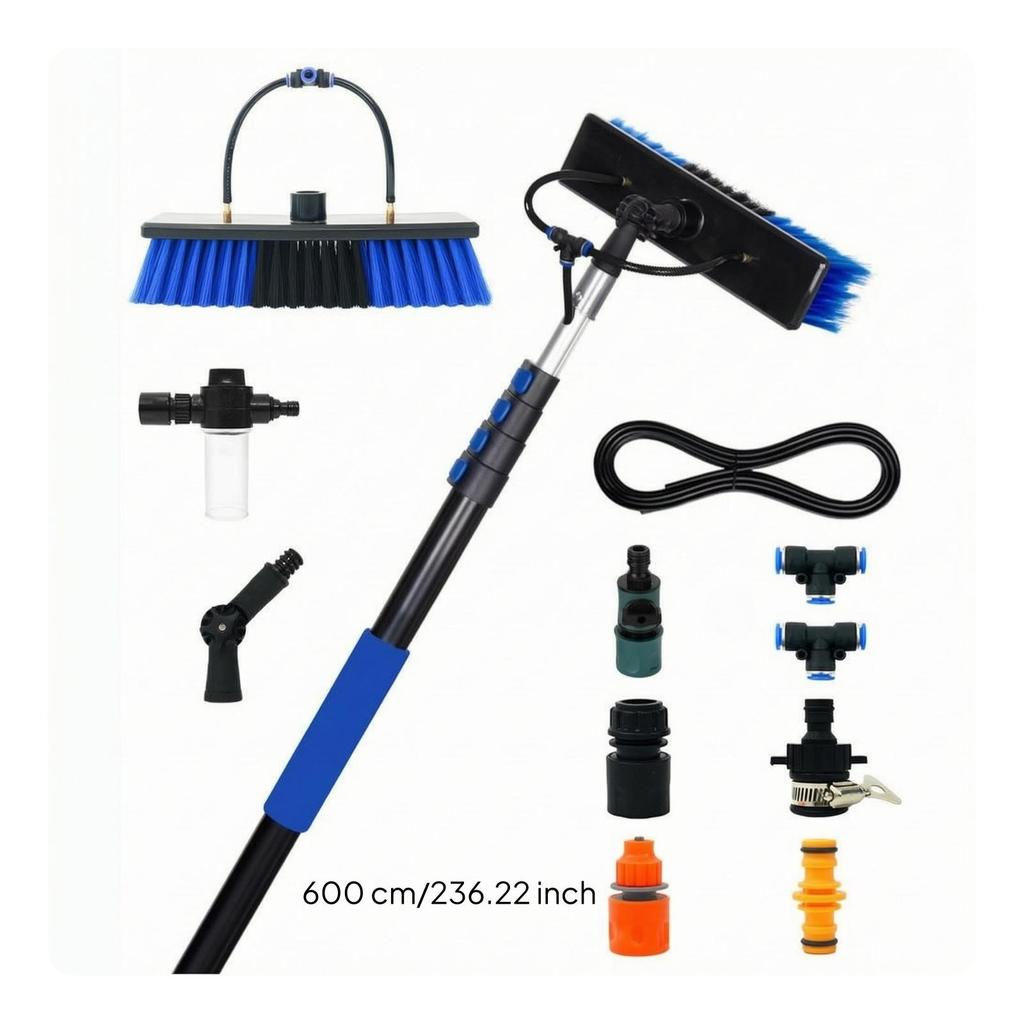 WaterSupplied Brush Aluminum Alloy Telescopic Cleaning Dense Bristles Water Fed Pole