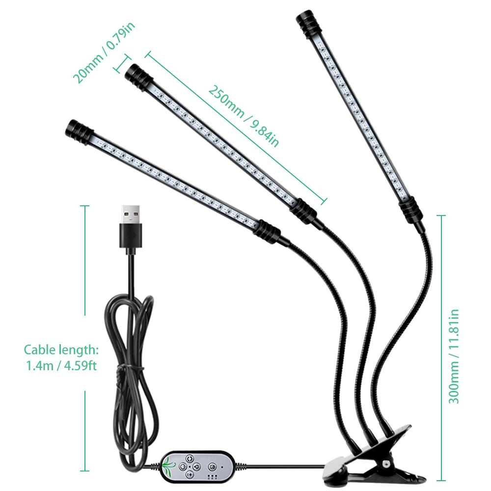 USB Plant Grow Light Red & Blue Full Spectrum Lighting Angle Adjustable Desktop Clamp Growing Lamp for Indoor Plants 5 Dimmable Levels 4/8/12H Timer