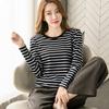 2024 Women's Loose-Fit Striped Long-Sleeve Cotton T-Shirt for Spring & Autumn, Age-Reducing, Plus-Size Slimming Top.