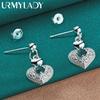 925 Sterling Silver Heart Zircon Stud Earrings For Women Charm Jewelry