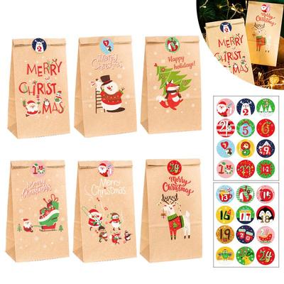 Weihnachts-Countdown Adventskalender Geschenktüten - 24er Set Feiertags-Süßigkeitenverpackung