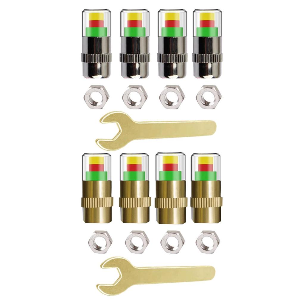 4Pcs Car Tire Pressure Monitor Caps Eye Remind Gauge Sensor Indicator 3 Colors Copper Core Tools Air Caps for Suvs