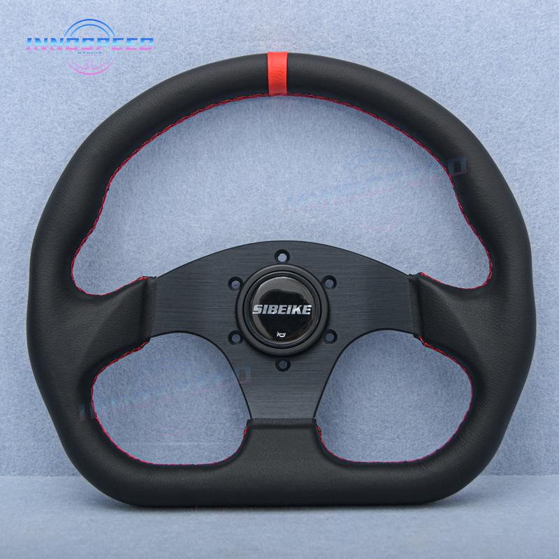 13inch Universal D Shape Racing Leather Flat Sim Sport Steering Wheel for Game Car Accessories