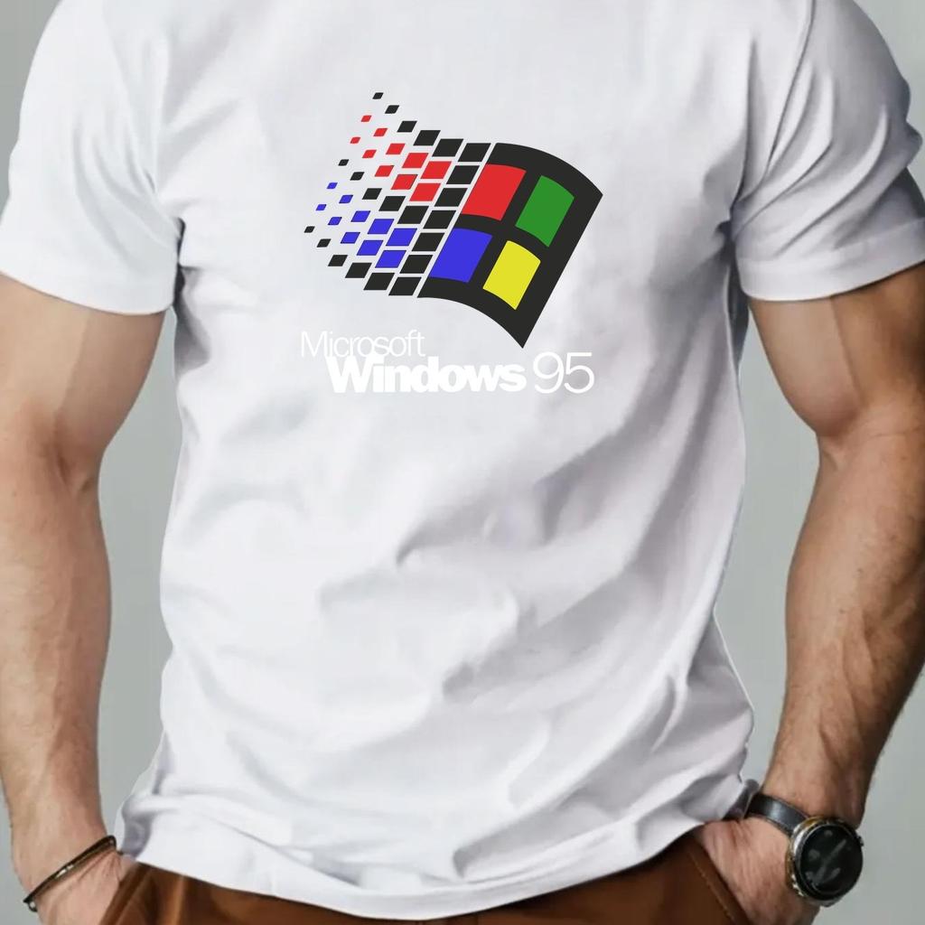 UnisexS Vintage Windows Graphic TShirt Retro Tech Tee with Classic Icons Dark Grey Casual Shirt Unisex Clothing Comfortable