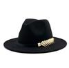Europe, America, autumn and winter new woolen top hat retro gentleman and gentleman jazz flat brim felt straight edge big eaves hat