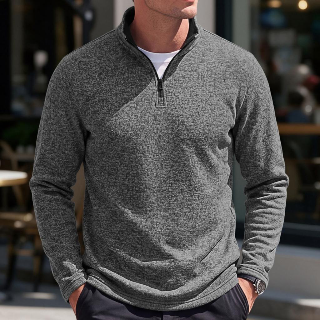 Men's Quarter-Zip Pullover Long Sleeve Stand Collar Sweatshirt Casual Loose Top