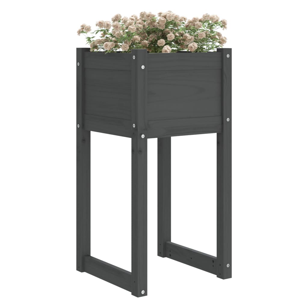Planters 2 Pcs Gray 40 X 40 X 81 Cm Solid Pine Wood