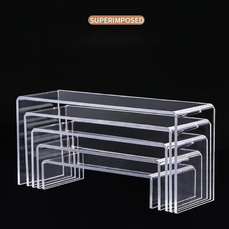 Acrylic Display Risers for Funko Action Figures,Jewelry,Makeup,Display Shelf Stand for Cupcake, Clear U Shape Showcase Fixtures