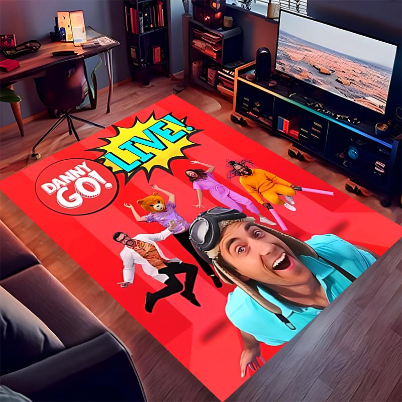 1pc Danny Go Print Area Rug - Soft, Washable Non-Slip Indoor Mat for Office Chairs, Living Room, Home Office Decorative Rug