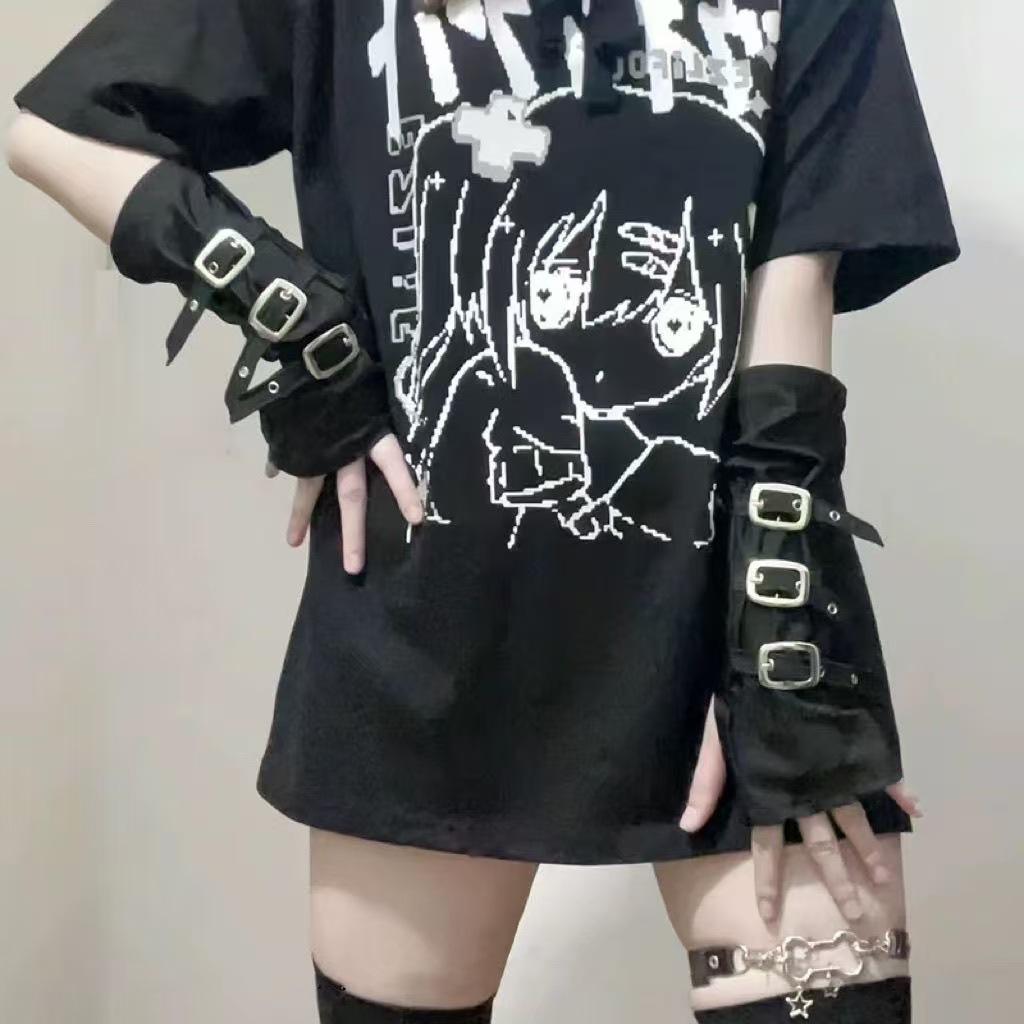 Punk style gloves, super cool rivet sleeves, spicy girl sun protection, metal buckle gloves