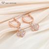 Trendy Elegant Natural Water Drop Zircon Dangle Earrings Rose Gold Color Jewelry Sets For Women Personality Party  Pendant Necklace