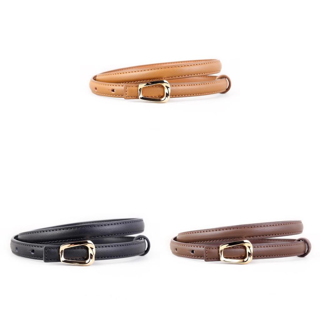 Womens Elegant Genuine Leather Waist Belt With Smooth Buckle For Casual Dresses Spring