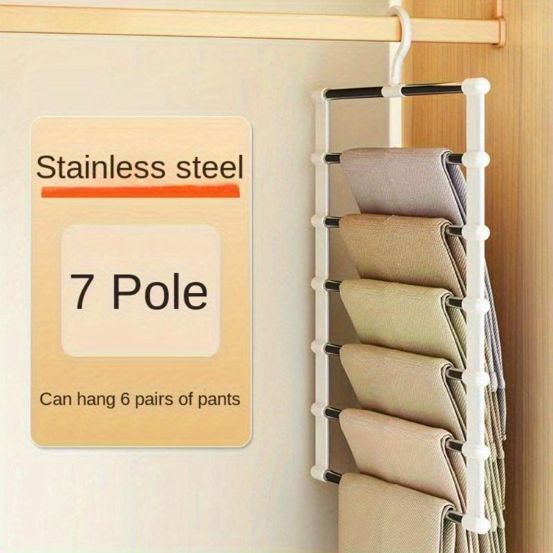 Multi Layer Stainless Steel Folding Pants Rack - A Space Saving Wardrobe Organizer Suitable for Pants and Scarves