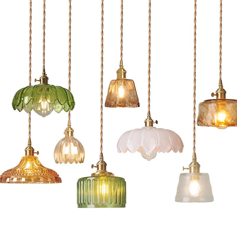 Nordic Retro Brass Glass Pendant Light - Ideal for Bar, Restaurant, Bedside, or Cafe.