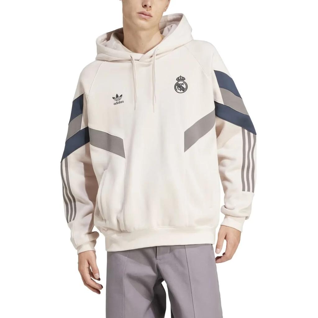 Adidas Originální lifestylová mikina s kapucí s výšivkou loga Unisex Mikiny Krémová IM7466