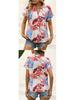 Women's Colorful Floral Print V-Neck Short-Sleeve Top - Summer Fashion