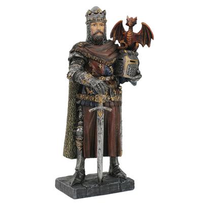 [A3302] - Resin Figurine 'Richard Coeur De Lion' Gray Brown - 18 Cm