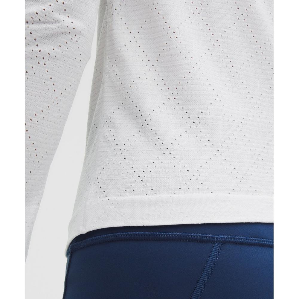 Lululemon Swiftly Tech Long Sleeve Shirt 2.0  Waist Length Diamond Drop White