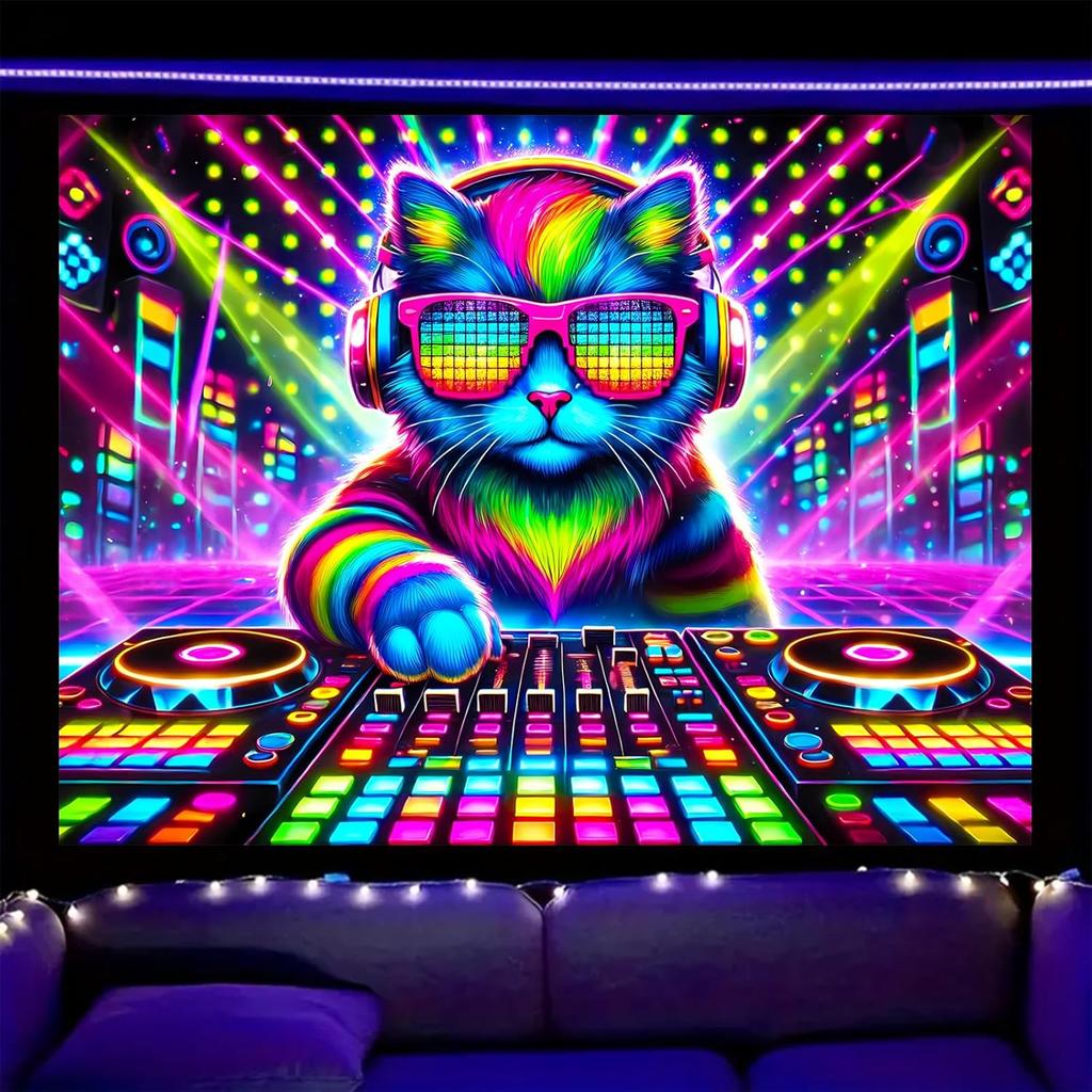 Nuxovilar UV Reactive Tapestry Skeleton Halloween Dinner Scene BlackLight Tapestries Cool UV Black Light Spooky Party Tapestry L